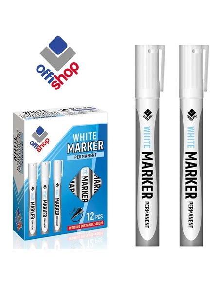 Marker permanent alb OFFISHOP, 2-4 mm Marker permanent alb OFFISHOP, 2-4 mm