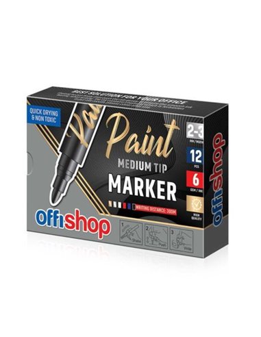 Marker permanent cu vopsea alba OFFISHOP, 2-3 mm