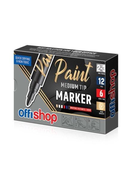 Marker permanent cu vopsea alba OFFISHOP, 2-3 mm