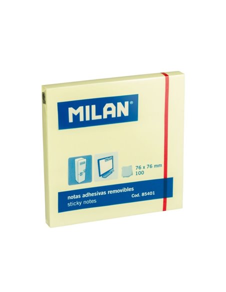 Bloc notes adeziv Milan 85401, 76x76, Galben pal