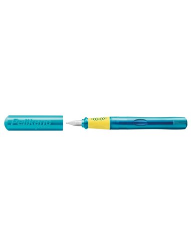 Stilou Pelikano Junior, penita L pentru stangaci, grip ergonomic, Turcoaz