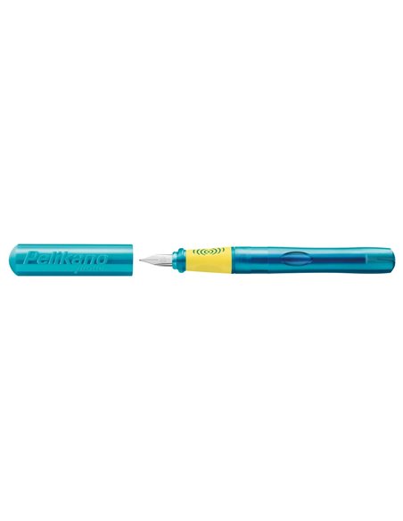 Stilou Pelikano Junior, penita L pentru stangaci, grip ergonomic, Turcoaz