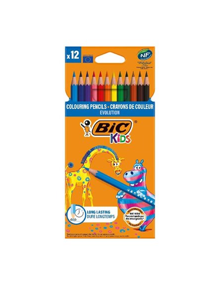 Creioane colorate BIC Evolution, 12 culori