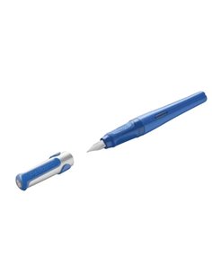 824453,Stilou pelikano, penita f, grip ergonomic, pentru dreptaci, 1 patron mare albastru inclus, culoare albastru, in cutie de  2