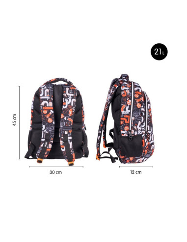 624601FRS,Ghiozdan scoala Milan 624601FRS, 45 cm, Fingers