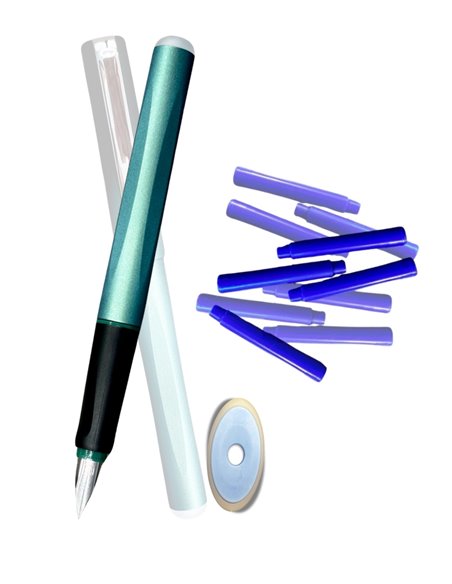Stilou cu cerneala termosensibila, radiera si rezerve, Verde metalizat Stilou cu cerneala termosensibila, radiera si rezerve, Verde metalizat