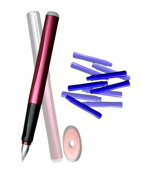 Stilou cu cerneala termosensibila, radiera si rezerve, Rosu metalizat Stilou cu cerneala termosensibila, radiera si rezerve, Rosu metalizat