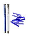 Set stilouri metalice cu cerneala termosensibila si varf fin, Albastru/Gri