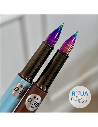 Set stilouri metalice cu cerneala termosensibila si varf fin, Bleu/Maro