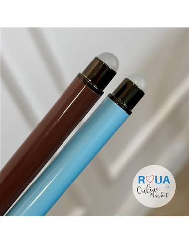 Set stilouri metalice cu cerneala termosensibila si varf fin, Bleu/Maro