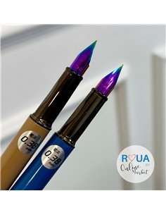 Set stilouri metalice cu cerneala termosensibila si varf fin, Albastru/Bej 2