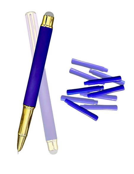 Stilou metalic cu cerneala termosensibila  si varf fin + Rezerve, Mov