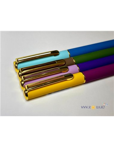 Stilou metalic cu cerneala termosensibila si varf fin + Rezerve, Violet