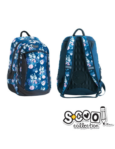 SC1075,Ghiozdan compartiment laptop, FLOWERS, 43x27x15cm - S-COOL