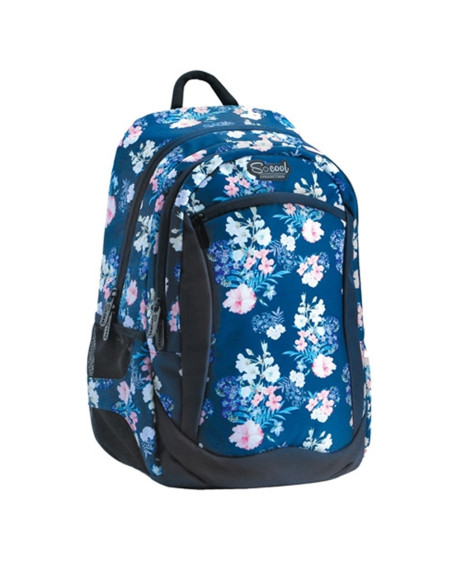 SC1075,Ghiozdan compartiment laptop, FLOWERS, 43x27x15cm - S-COOL