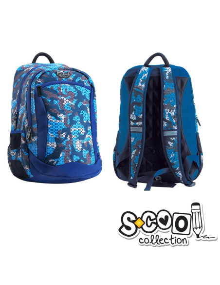 SC1078,Ghiozdan compartiment laptop, BLUE MILITARY, 43x27x15cm - S-COOL