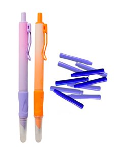 Set stilouri cu mecanism si cerneala termosensibila + Rezerve, Flower, Mov/Portocaliu 2