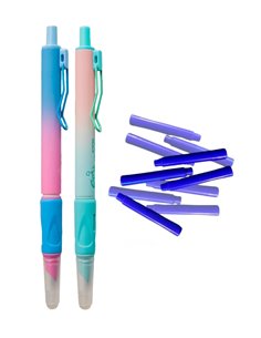 Set stilouri cu mecanism si cerneala termosensibila + Rezerve, Flower, Albastru/Verde 2