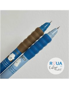 Set stilouri cu mecanism si cerneala termosensibila + Rezerve, Cool animals, Albastru 2