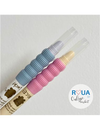 Set stilouri cu mecanism si cerneala termosensibila + Rezerve, Cool animals, Roz