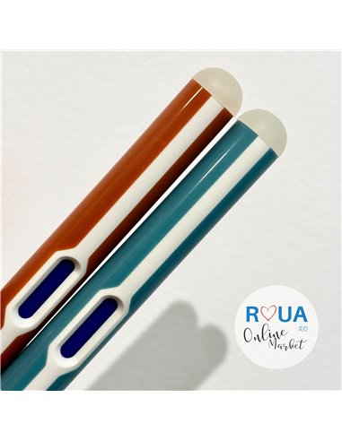 Set stilouri cu cerneala termosensibila + Rezerve, Elegant, Maro/Bleu