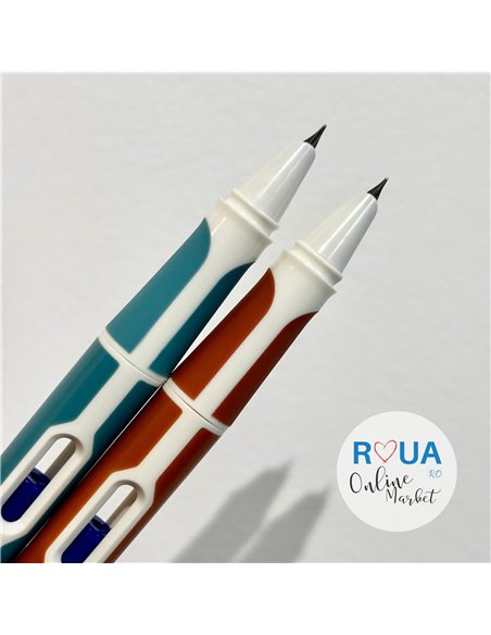 Set stilouri cu cerneala termosensibila + Rezerve, Elegant, Maro/Bleu