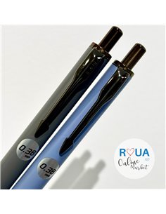 Set stilouri metalice cu cerneala termosensibila si mecanism + Rezerve, Albastru/Gri 2