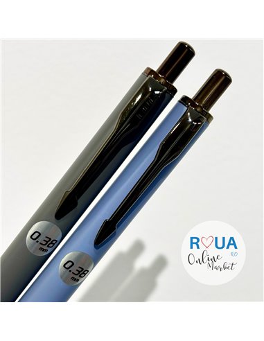 Set stilouri metalice cu cerneala termosensibila si mecanism + Rezerve, Albastru/Gri