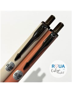 Set stilouri metalice cu cerneala termosensibila si mecanism + Rezerve, Roz/Bej 2