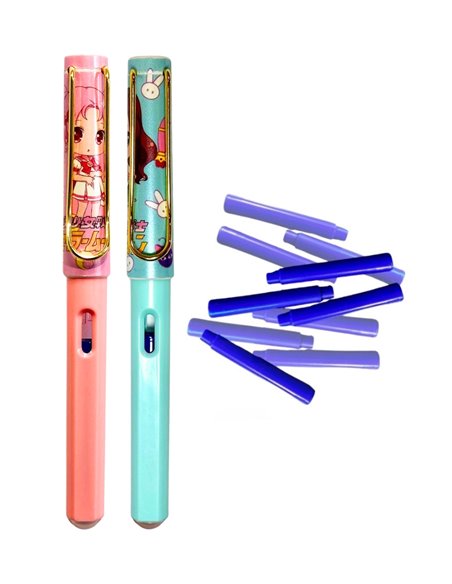 Set stilouri cu cerneala termosensibila + Rezerve, Girl, Roz/Turcoaz