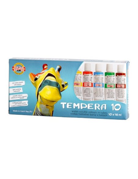 Tempera Koh-I-Noor Girafa, 10 culori, 16 ml Tempera Koh-I-Noor Girafa, 10 culori, 16 ml