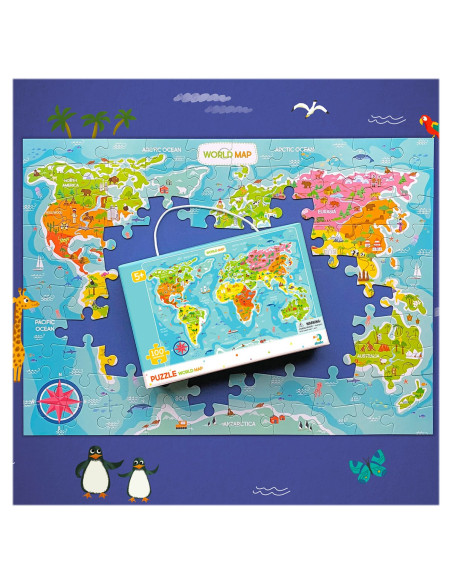 DDO-300123,Puzzle Harta Lumii, 100 piese