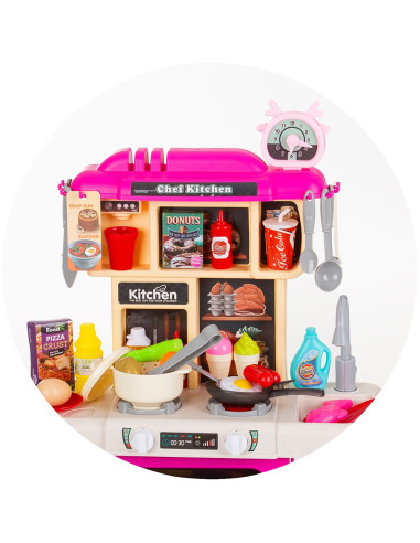 DIPK002417DK,Set jucarie Chipolino Kitchen 87 cm cu sistem de curgere apa, lumini, sunete si 63 accesorii