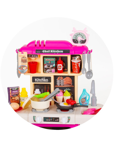 DIPK002417DK,Set jucarie Chipolino Kitchen 87 cm cu sistem de curgere apa, lumini, sunete si 63 accesorii