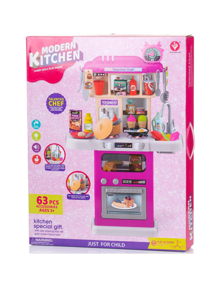 DIPK002417DK,Set jucarie Chipolino Kitchen 87 cm cu sistem de curgere apa, lumini, sunete si 63 accesorii