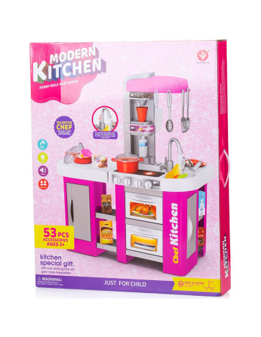 DIPK002419SK,Set jucarie Chipolino Kitchen 72,5 cm cu sistem de curgere apa, lumini, sunete si 53 accesorii
