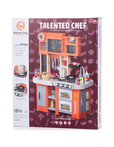 DIPK002422KL,Set jucarie Chipolino Kitchen 84 cm cu sistem de curgere apa, lumini, sunete si 79 accesorii
