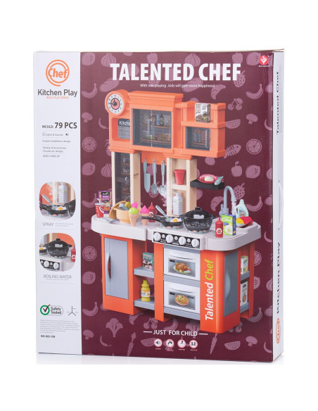 DIPK002422KL,Set jucarie Chipolino Kitchen 84 cm cu sistem de curgere apa, lumini, sunete si 79 accesorii