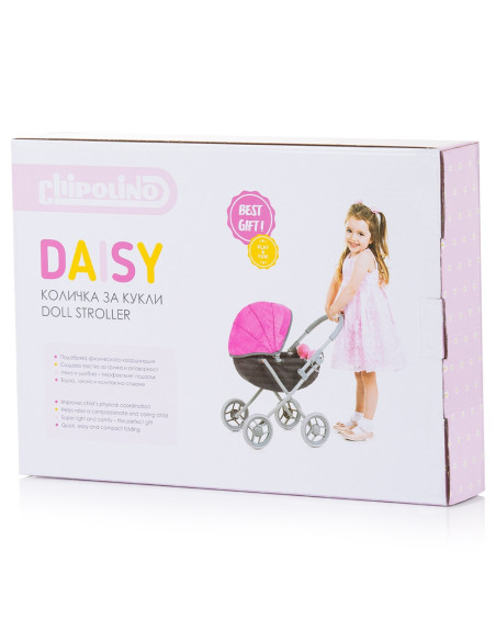 KZKDZ02402PP,Carucior pentru papusi Chipolino Daisy pink linen KZKDZ02402PP,Carucior pentru papusi Chipolino Daisy pink linen