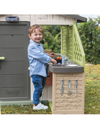 S7600810926,Bucatarie Smoby Life pentru casuta cu 17 accesorii