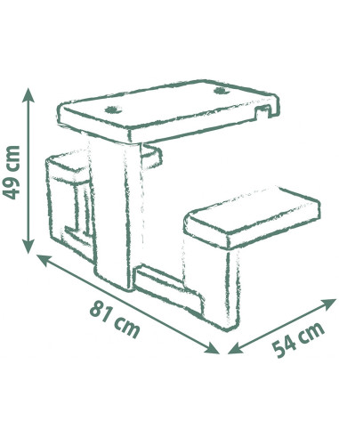 S7600810927,Masa de picnic cu doua banci Smoby Life pentru casuta verde
