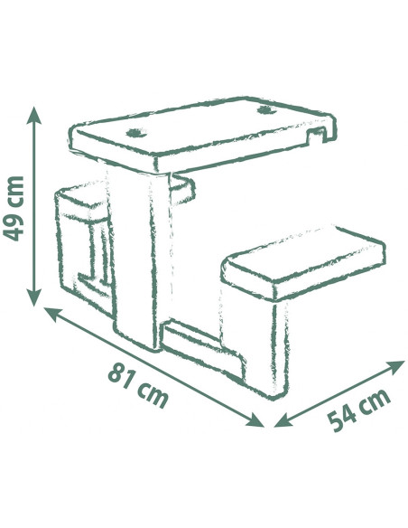 S7600810927,Masa de picnic cu doua banci Smoby Life pentru casuta verde