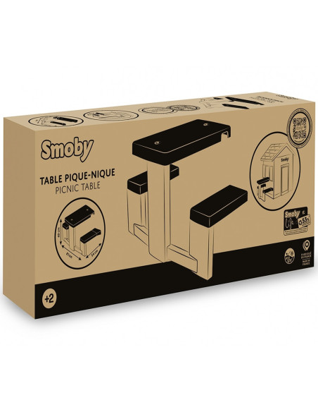 S7600810927,Masa de picnic cu doua banci Smoby Life pentru casuta verde