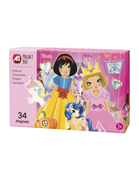 VV-1029-64038,Cutie Magnetica Imbraca Printesele Cu 34 De Piese