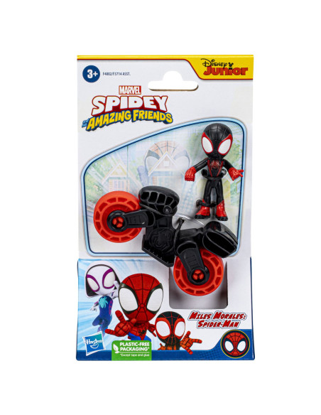 F3714_F4002,Spiderman Set Motocicleta Si Figurina Miles Morales Spider Man 6cm