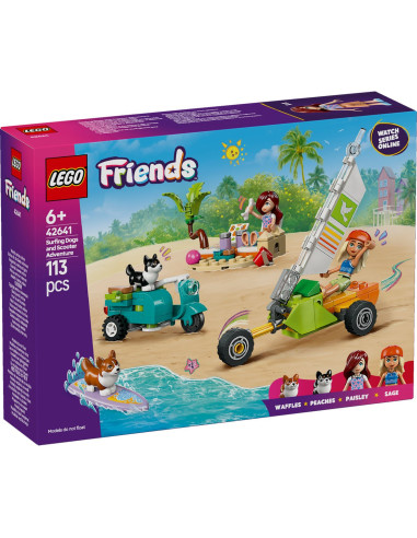 LEGO-42641,Lego Friends Aventuri Cu Catei La Surfing Si Pe Scuter 42641