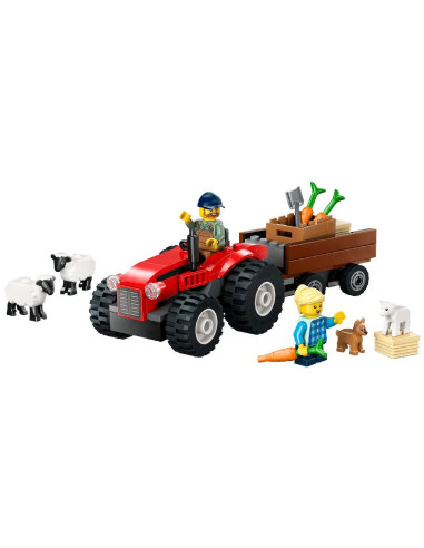 LEGO-60461,Lego City Tractor De Ferma Rosu Cu Remorca Si Oi 60461