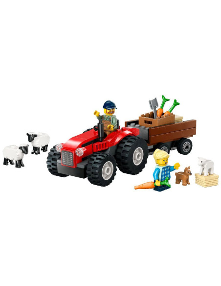LEGO-60461,Lego City Tractor De Ferma Rosu Cu Remorca Si Oi 60461