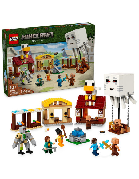 LEGO-21273,Lego Minecraft Atacul Baloanelor Ghast Asupra Satului 21273