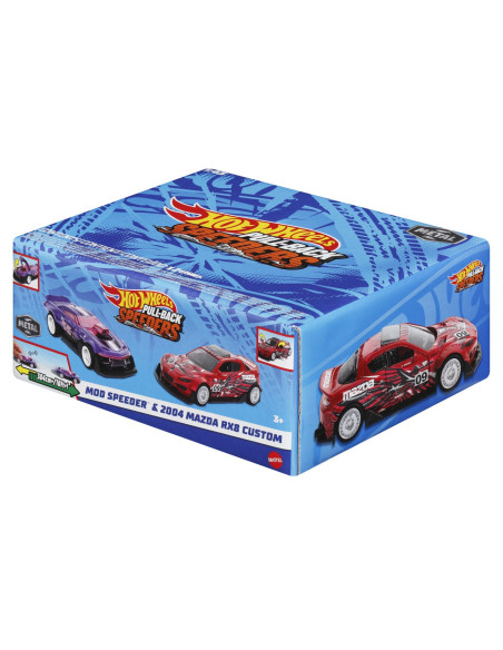 MTHPR91_HWH53,Hot Wheels Set 2 Masinute Metalice Pull Back Mod Speeder Si 2004 Mazda Rx8 Custom 1:43